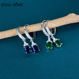 925 Silver Drop Earrings Sapphire Emerald Gemstone Fine Jewelry