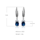 925 Silver Drop Earrings Sapphire Emerald Gemstone Fine Jewelry