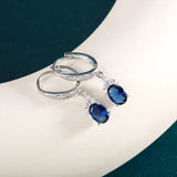 925 Silver Drop Earrings Sapphire Emerald Gemstone Fine Jewelry