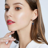 925 Silver Drop Earrings Sapphire Emerald Gemstone Fine Jewelry