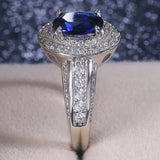 925 Silver Ring Women 7*9mm Oval Sapphire Fine Jewelry Wedding Party