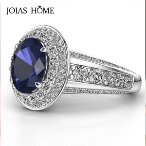 925 Silver Ring Women 7*9mm Oval Sapphire Fine Jewelry Wedding Party