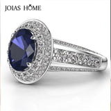 925 Silver Ring Women 7*9mm Oval Sapphire Fine Jewelry Wedding Party