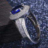 925 Silver Ring Women 7*9mm Oval Sapphire Fine Jewelry Wedding Party