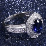 925 Silver Ring Women 7*9mm Oval Sapphire Fine Jewelry Wedding Party