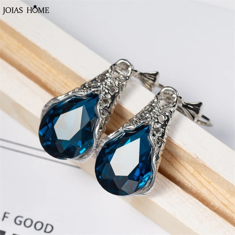 Zircon Drop Earrings 925 Sterling Silver Vintage Water Drop Wedding Female Gift