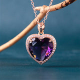 925 Sterling Silver Women Pendant Necklace With Amethyst Gemstones