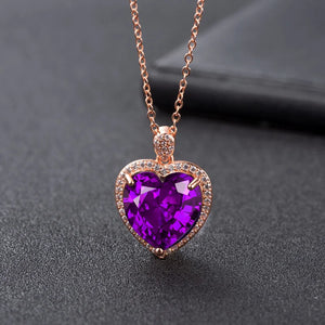 Joiashome 925 Silver Pendant Necklace with Amethyst Gemstones