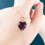 925 Sterling Silver Women Pendant Necklace With Amethyst Gemstones
