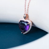 925 Sterling Silver Women Pendant Necklace With Amethyst Gemstones