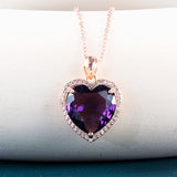 925 Sterling Silver Women Pendant Necklace With Amethyst Gemstones