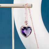 925 Sterling Silver Women Pendant Necklace With Amethyst Gemstones