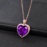Joiashome 925 Silver Pendant Necklace with Amethyst Gemstones