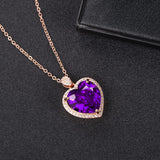 Joiashome 925 Silver Pendant Necklace with Amethyst Gemstones