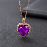 Joiashome 925 Silver Pendant Necklace with Amethyst Gemstones