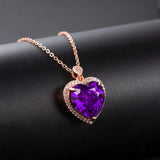 Joiashome 925 Silver Pendant Necklace with Amethyst Gemstones