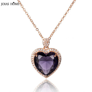 Joiashome 925 Silver Pendant Necklace with Amethyst Gemstones