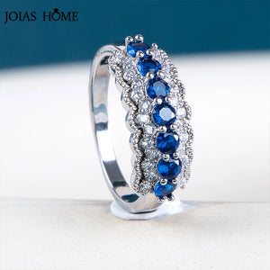 925 Silver Engagement Ring with Round Gemstone Size 6-10