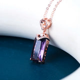 Joiashome Women Pendant Necklace Amethyst Gemstones Fine Gift