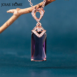 Joiashome Women Pendant Necklace Amethyst Gemstones Fine Gift