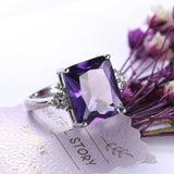 Joiashome Multicolor Zircon Rings 925 Sterling Silver Rectangle