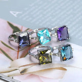 Joiashome Multicolor Zircon Rings 925 Sterling Silver Rectangle