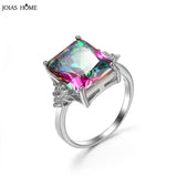 Joiashome Multicolor Zircon Rings 925 Sterling Silver Rectangle