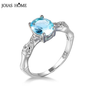 Oval Zircon Rings 925 Sterling Silver Sky Gemstone Anniversary Wedding