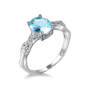 Oval Zircon Rings 925 Sterling Silver Sky Gemstone Anniversary Wedding