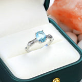 Oval Zircon Rings 925 Sterling Silver Sky Gemstone Anniversary Wedding