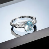 Oval Zircon Rings 925 Sterling Silver Sky Gemstone Anniversary Wedding