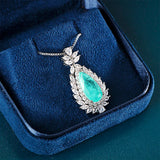 JoiasHome Paraiba Pendant Necklace Water Drop Shape Wedding Fine Jewelry