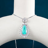 JoiasHome Paraiba Pendant Necklace Water Drop Shape Wedding Fine Jewelry
