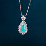 JoiasHome Paraiba Pendant Necklace Water Drop Shape Wedding Fine Jewelry