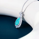 JoiasHome Paraiba Pendant Necklace Water Drop Shape Wedding Fine Jewelry