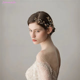 Jonnafe Boho Leaf Hair Vine Bridal Jewelry Crystal Wedding Hair Piece