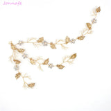 Jonnafe Boho Leaf Hair Vine Bridal Jewelry Crystal Wedding Hair Piece
