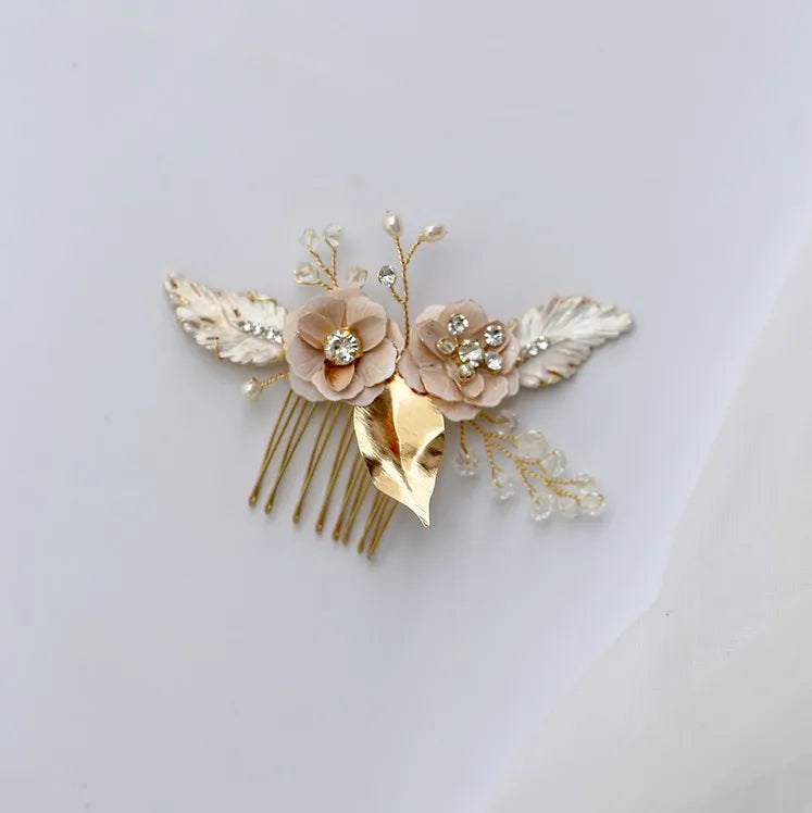 Jonnafe Bridal Leaf Hair Comb Pins Wedding Jewelry