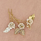 Jonnafe Bridal Leaf Hair Comb Pins Wedding Jewelry