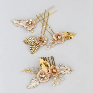 Jonnafe Bridal Leaf Hair Comb Pins Wedding Jewelry