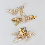Jonnafe Bridal Leaf Hair Comb Pins Wedding Jewelry