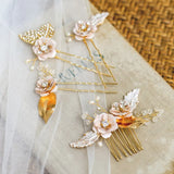 Jonnafe Bridal Leaf Hair Comb Pins Wedding Jewelry