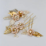 Jonnafe Bridal Leaf Hair Comb Pins Wedding Jewelry
