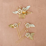 Jonnafe Bridal Leaf Hair Comb Pins Wedding Jewelry