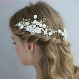 Jonnafe Porcelain Flower Bridal Hair Comb