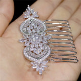 Jonnafe Shine Zircon Hair Comb Jewelry Silver Wedding Headpiece