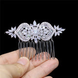 Jonnafe Shine Zircon Hair Comb Jewelry Silver Wedding Headpiece