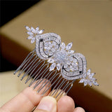 Jonnafe Shine Zircon Hair Comb Jewelry Silver Wedding Headpiece