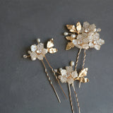 Jonnafe Freshwater Pearls Hair Pins Bridal Jewelry Flower Wedding Headpiece