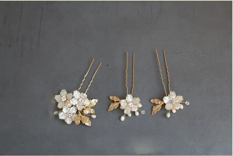 Jonnafe Freshwater Pearls Hair Pins Bridal Jewelry Flower Wedding Headpiece